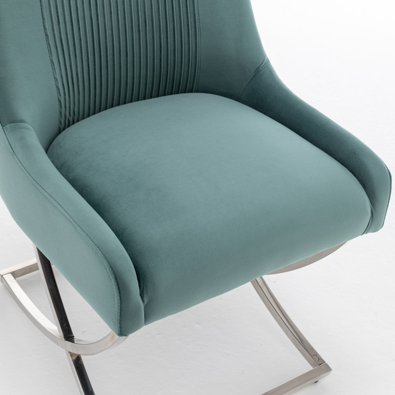 Chaise d'appoint rembourrée en velours Elian, Vert, 4