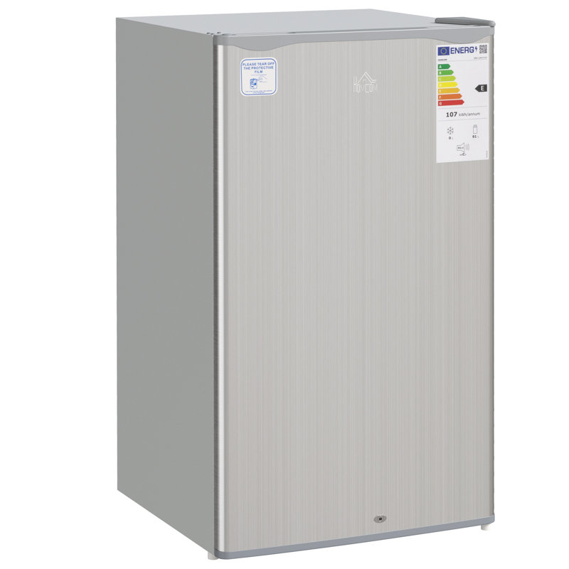 HOMCOM 90 L Freestanding Mini Fridge with Freezer, Silver
