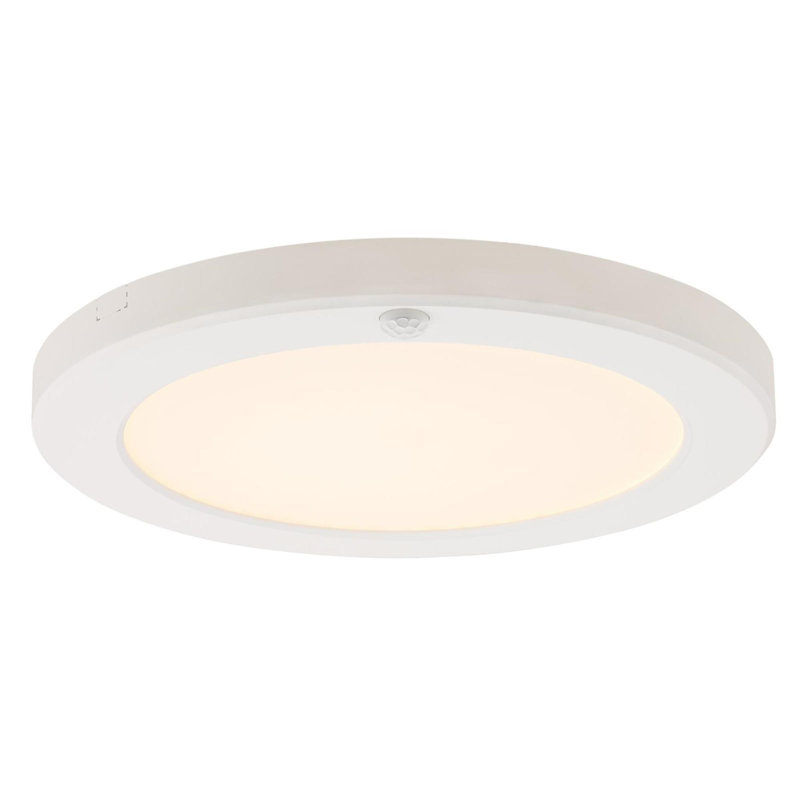 Plafonnier encastré d'intérieur 9 pouces à DEL 18 watts avec capteur de mouvement et sélection de la température de couleur, finition blanche avec abat-jour en acrylique blanc