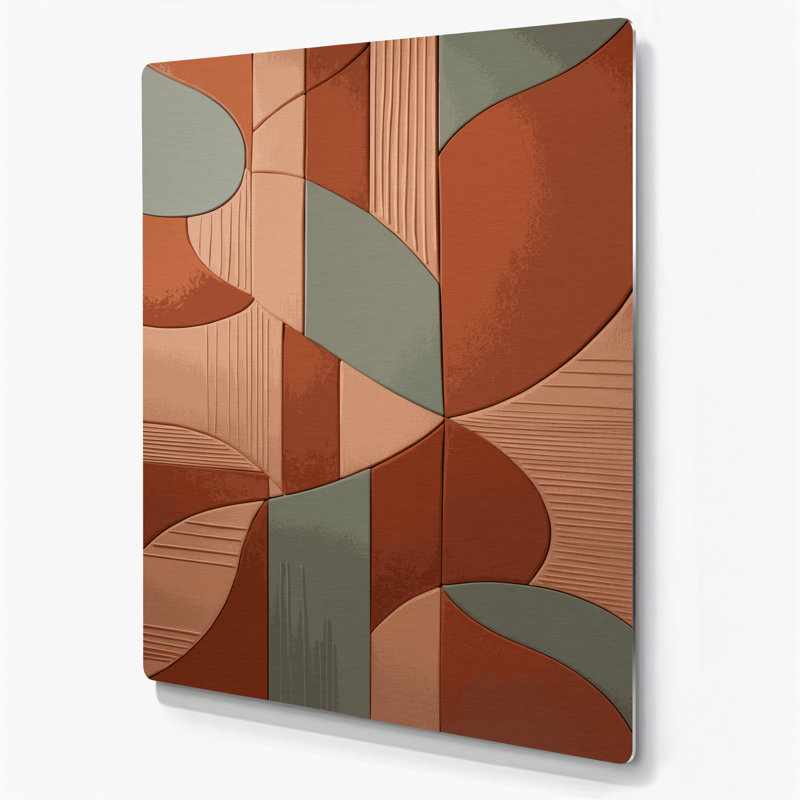 «Abstract Shapes» 81, art mural en métal brun, H 8 po x l 10 po