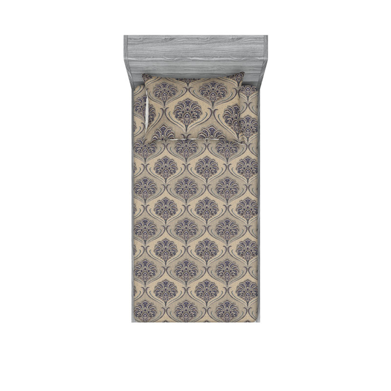 Drap-housse et taies décoratives Ambesonne, Ensemble de draps pour lit simple avec 1 taie d'or