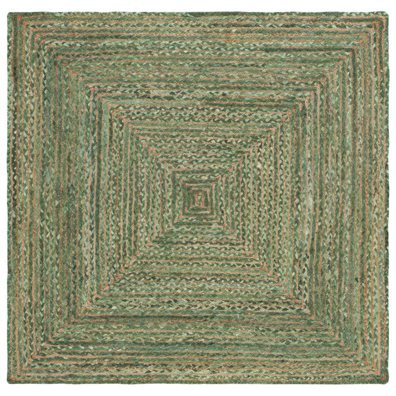 Demartini Handwoven Green Area Rug, Square 8'