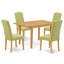 Ensemble de table de salle à manger 5 pièces comprenant une table de cuisine rectangulaire avec rallonge papillon et 4 chaises Parson en lin Limelight, chêne-1628723568-1628723569-1710875531