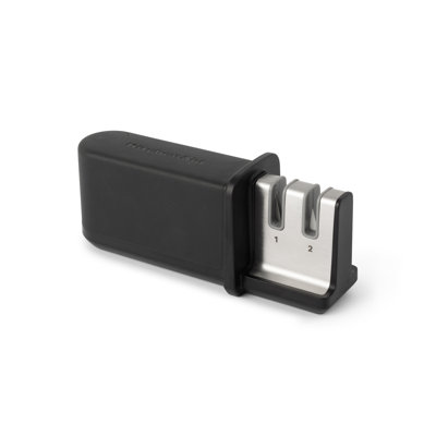 KitchenAid 2-Stage Handheld Knife Sharpener, Soft-Grip Handle, Non-Slip Base, Repairs and Sharpens Fine-Edge Blades, Black
