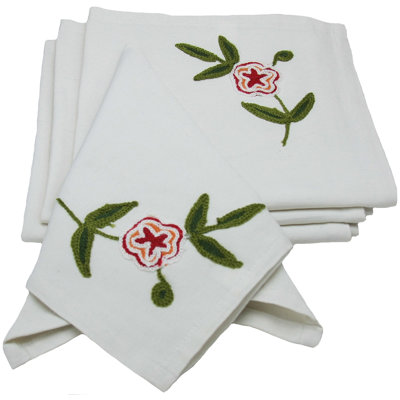 Flora Linens Polyester Embroidered Square Napkin