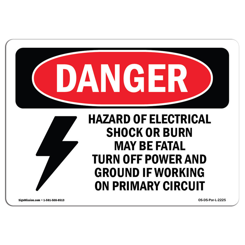 Panneau de danger de choc électrique, H 12 po x l 18 po x P 0,1 po