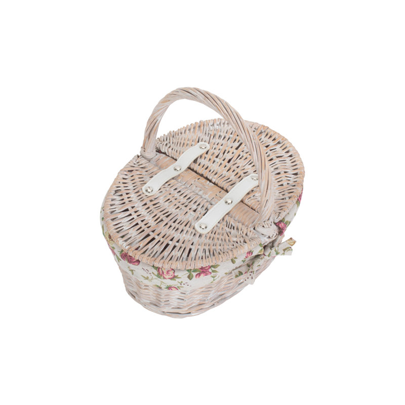 Child sized Lidded Picnic Basket with Garden Rose Lining