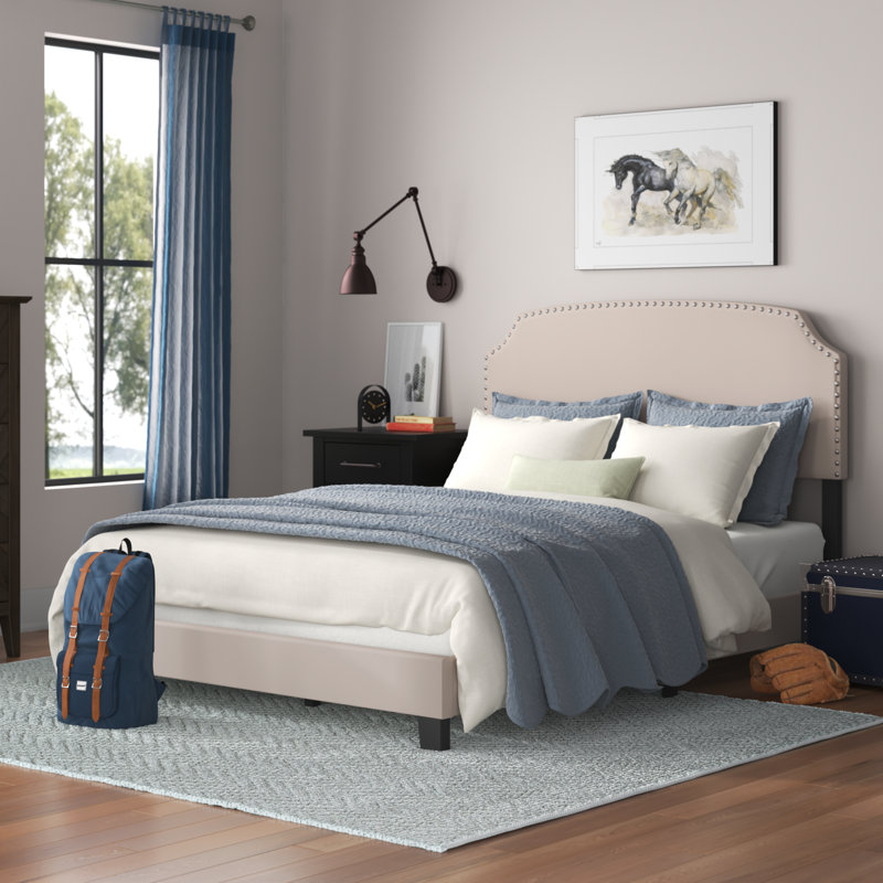 Lit tapissier standard à profil bas Thornaby, Beige, Plein