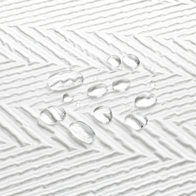 Rideau de douche avec texture à chevrons en relief 3D, tissu de polyester doux pour la décoration de salle de bain de style campagne moderne, comprend des crochets, un design hydrofuge et durable à double couche