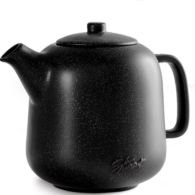 Matte Black Ceramic Teapot with Stainless Steel Infuser, 44 oz