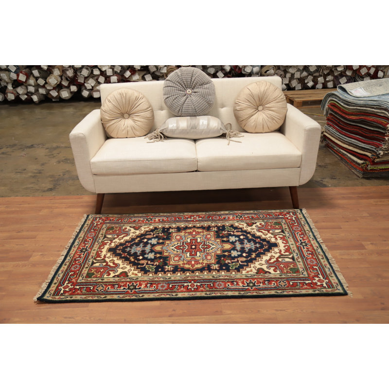 Tapis géométrique traditionnel en laine fait à la main 3 x 5