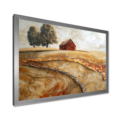 Automne, grange sur une glissade en bois, paysage II