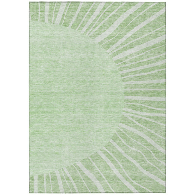 Tapis intérieur lavable abstrait vert et vert menthe 10 pi x 14 pi HomeRoots