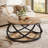 31.5" Round Coffee Table With Storage Shelves, 2-Tier Rustic Circle Center Table With Sturdy Metal Frame For Living Room, Small Space, Brown-1474506380