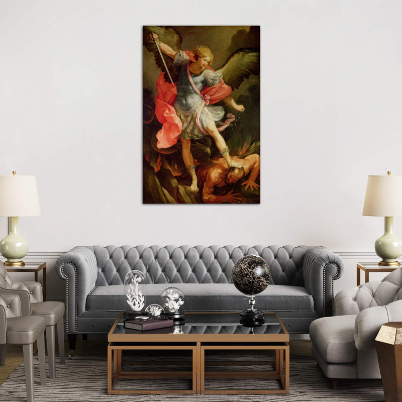 The Archangel Michael Defeating Satan by Guido Reni - Print on Canvas, 66.04 cm H x 45.72 cm W x 1.91 cm D, Wrapped Canvas