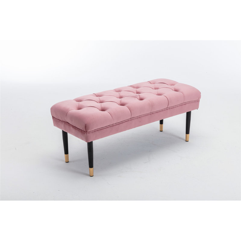 Repose-pieds capitonné en velours avec repose-pieds, Rose