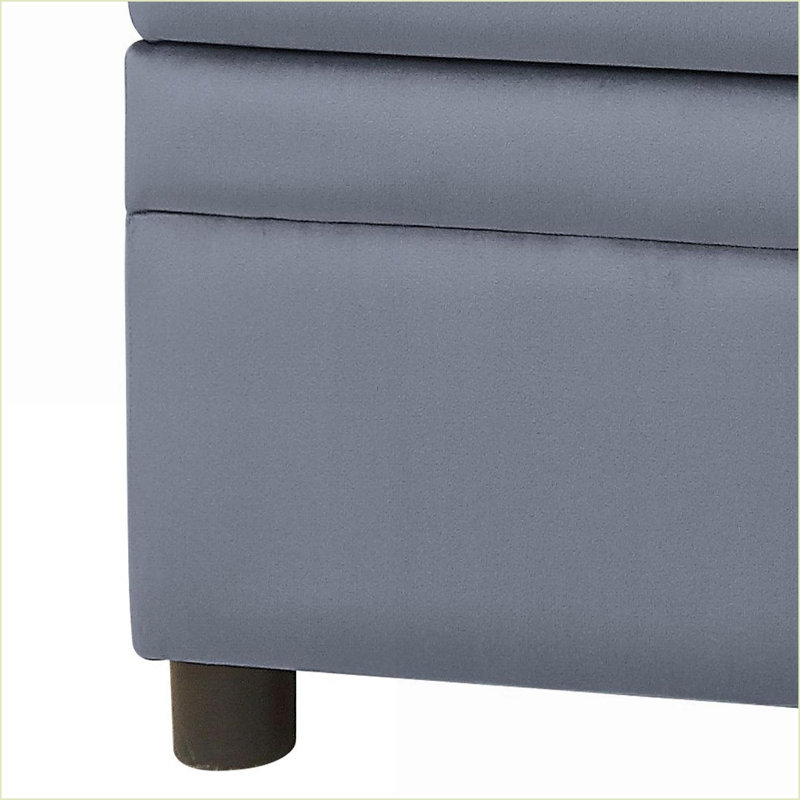 Repose-pieds, rangement contemporain en velours gris ardoise | Bois |