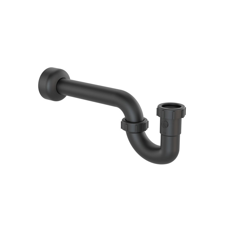 Siphon en plastique décoratif de 1-1 / 2 po ou 1-1 / 4 po x 1-1 / 2 po, Noir mat