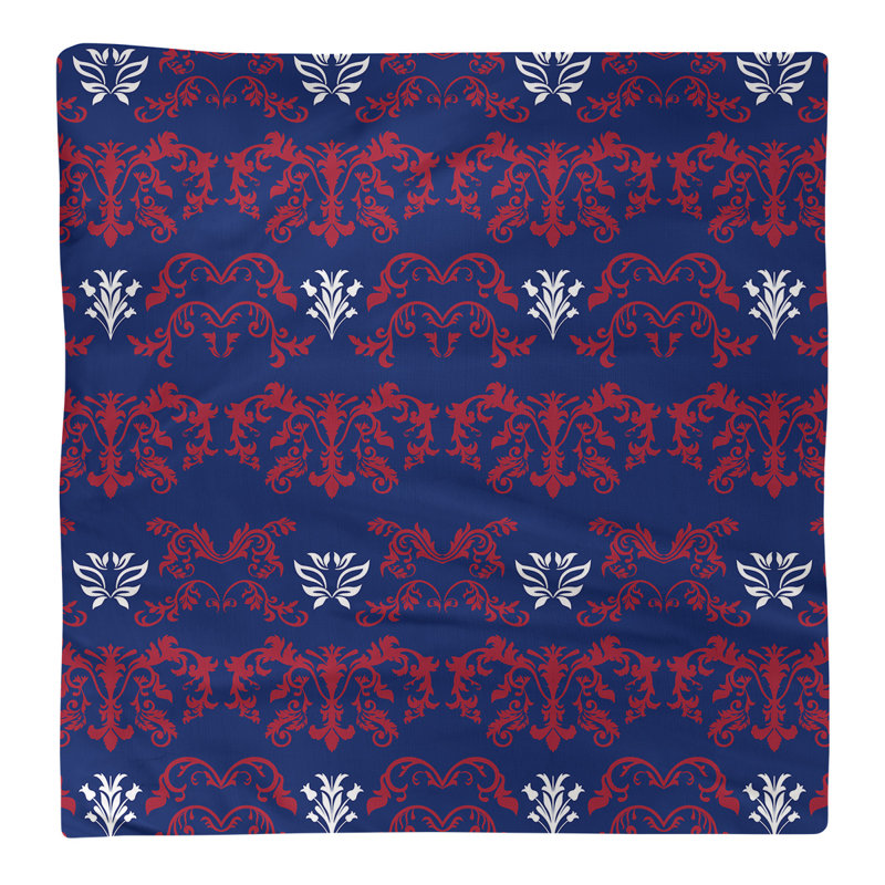 Damask Square Napkin, Red/Dark Blue/White, Cotton