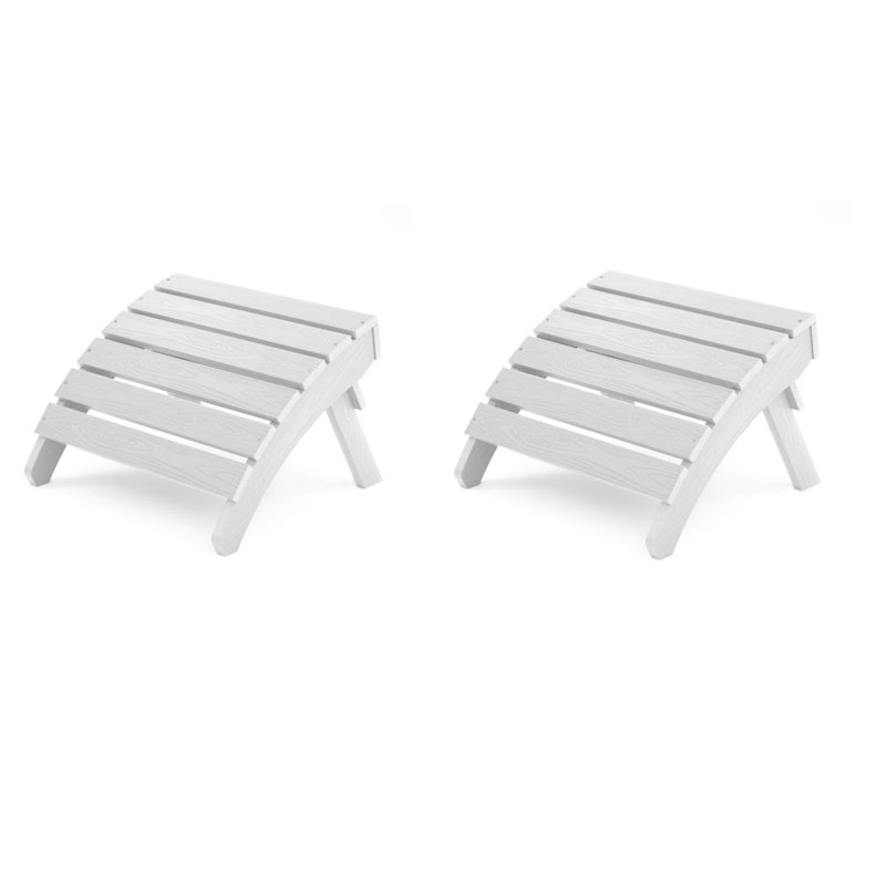 Repose-pieds pliant en plastique Adirondack pour l'extérieur (DEUX ENSEMBLES), Blanc / Blanc