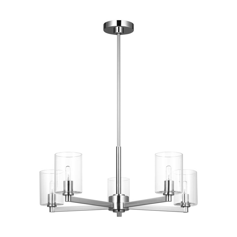 Lustre de salle à manger 5 lumières avec abat-jour transparent Kirkham Couey, H 10,375 po x l 27,125 po x P 27,125 po