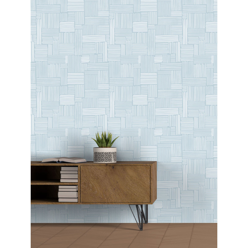 Amsterdam 33' L x 20.5" W Wallpaper Roll, Light Blue