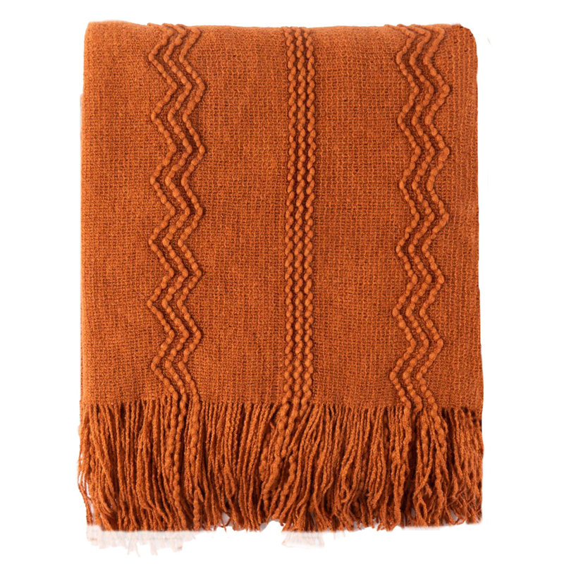 Throw Blanket For Couch, Solid Throw Blanket For Home Decor, Knit Throw Blankets For Bed, 50"X60", Caramel
