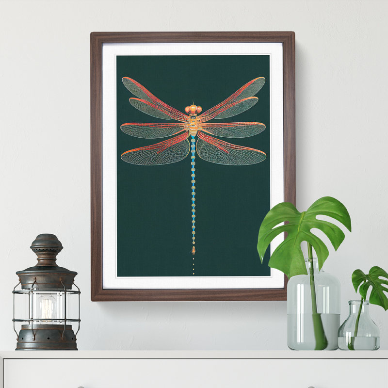 Gentle Dragonfly - Single Picture Frame Print, Walnut , 64cm H x 46cm W x 2cm D
