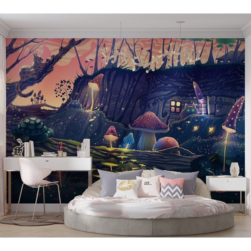 Papier peint de qualité supérieure - Fantaisie de forêt enchantée, L 96 po x l 120 po