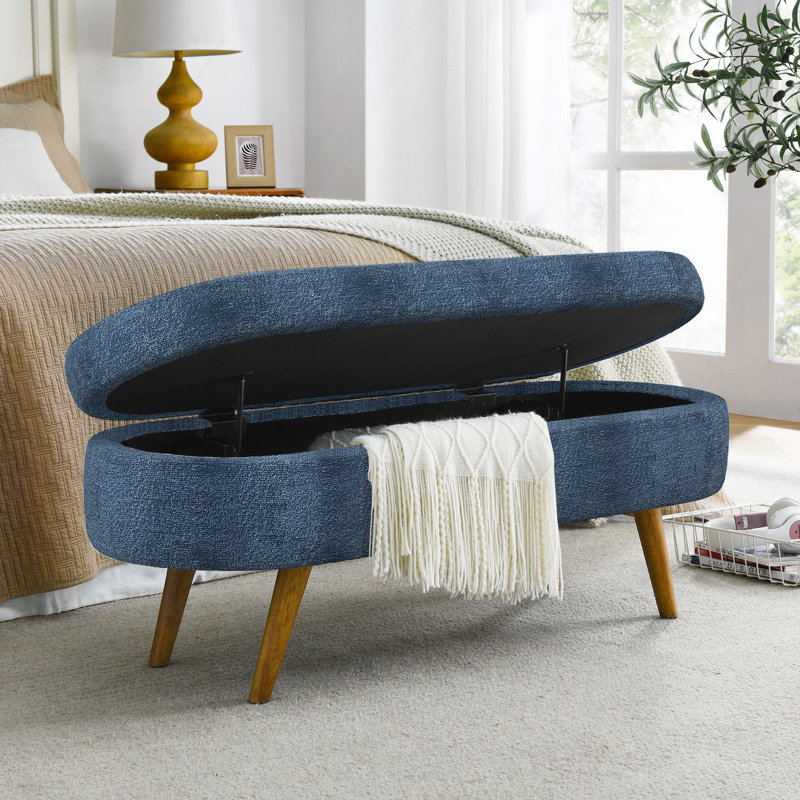 Banc de rangement rembourré 2 places Maly, Bleu très foncé
