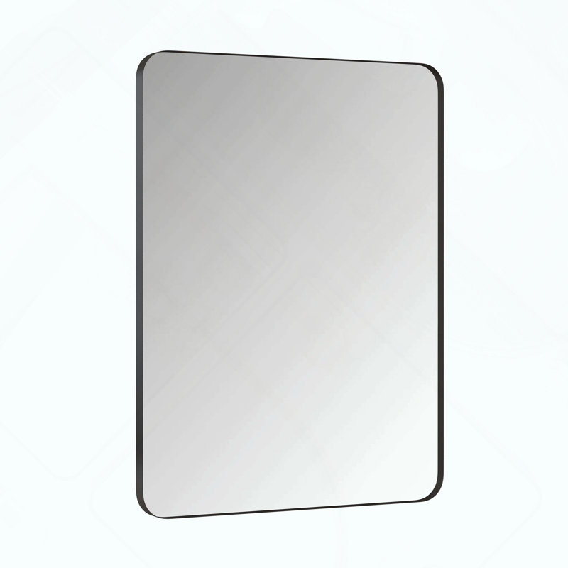 Black Rectangular Metal Framed Wall Mirror