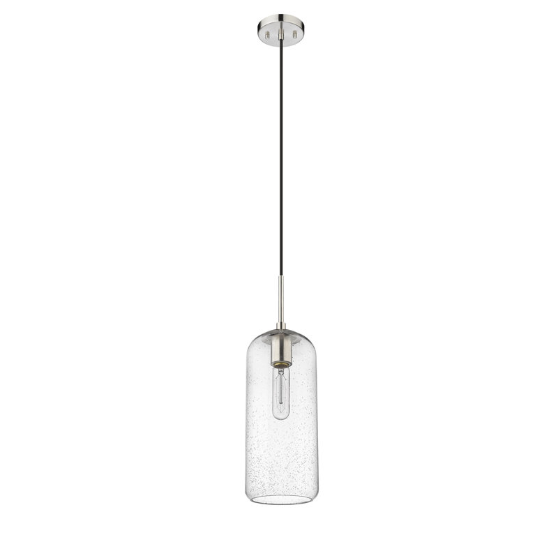 Luminaire suspendu 1 lumière Campos, Nickel brossé, Transparent, H 127 po x l 5,25 po x P 5,25 po