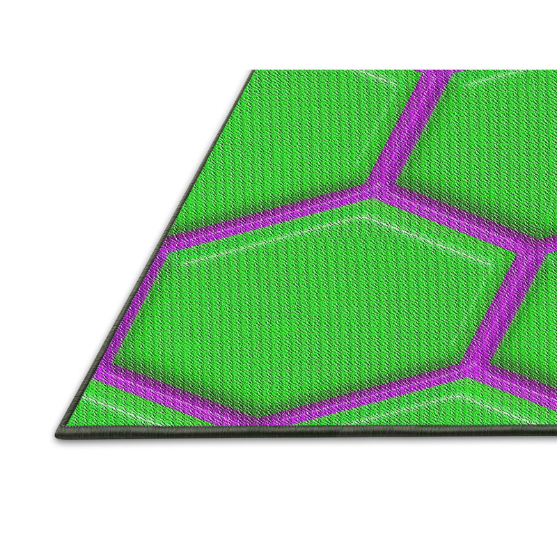 Tapis vert/rose à motifs Anasa, Rectangle 3 pi x 5 pi