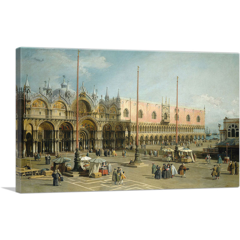 «The Square of Saint Mark's Venice» par Canaletto, reproduction d'art sur toile tendue, H 18 po x l 26 po x P 1,5 po