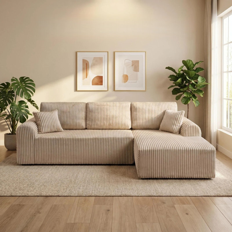 Boneless L-Shaped Sectional Sofa Upholstery Sofa Cloud Modular Couch with Chaise 2 - Piece No Assembly Required Corduroy Fabric Free Combination Cloud Sectional Couch with L-Shape Chaise Deep Seat Modular Sofa for Living Room Bedroom.