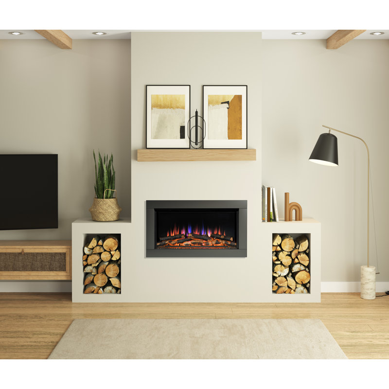 Avella Wall-Mounted Inset Electric Fireplace, Black Nickel
