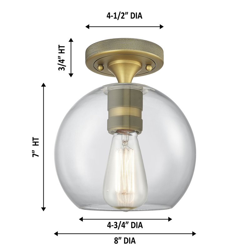 Downtown Urban - Kennedy - 1 Light 8" Athens Flush Mount - - Clear Shade, Brushed Brass