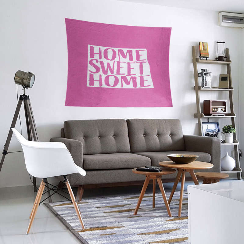 Tapisserie Home Sweet North Dakota, H 80 po x l 68 po, Rose
