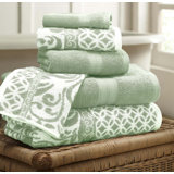 Ensemble de 6 serviettes réversibles en jacquard teint en fil - serviettes de bain, essuie-mains et débarbouillettes