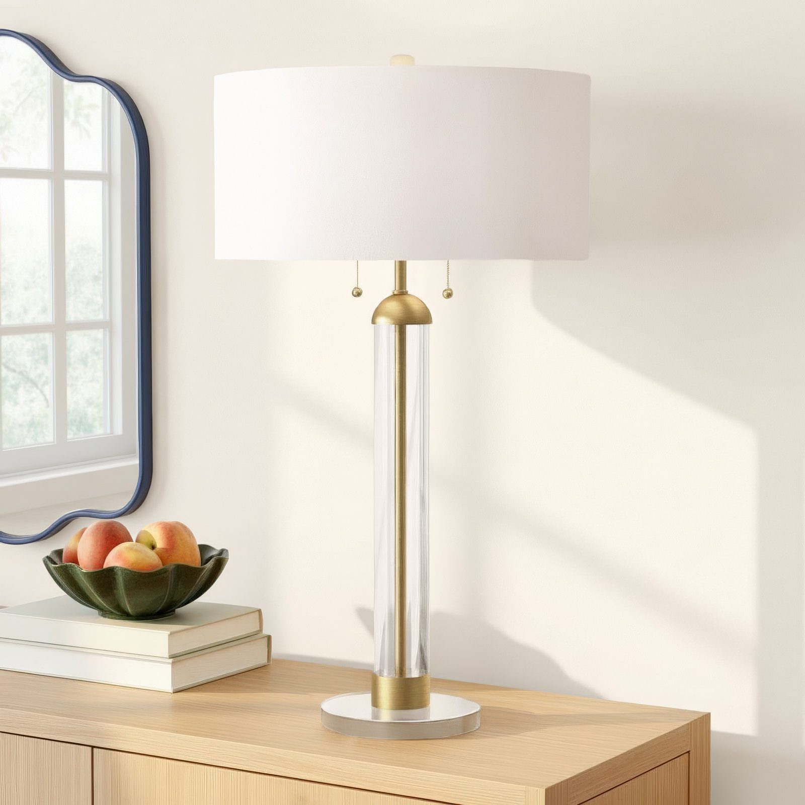 Brandi Table Lamp, Brushed Gold/Clear