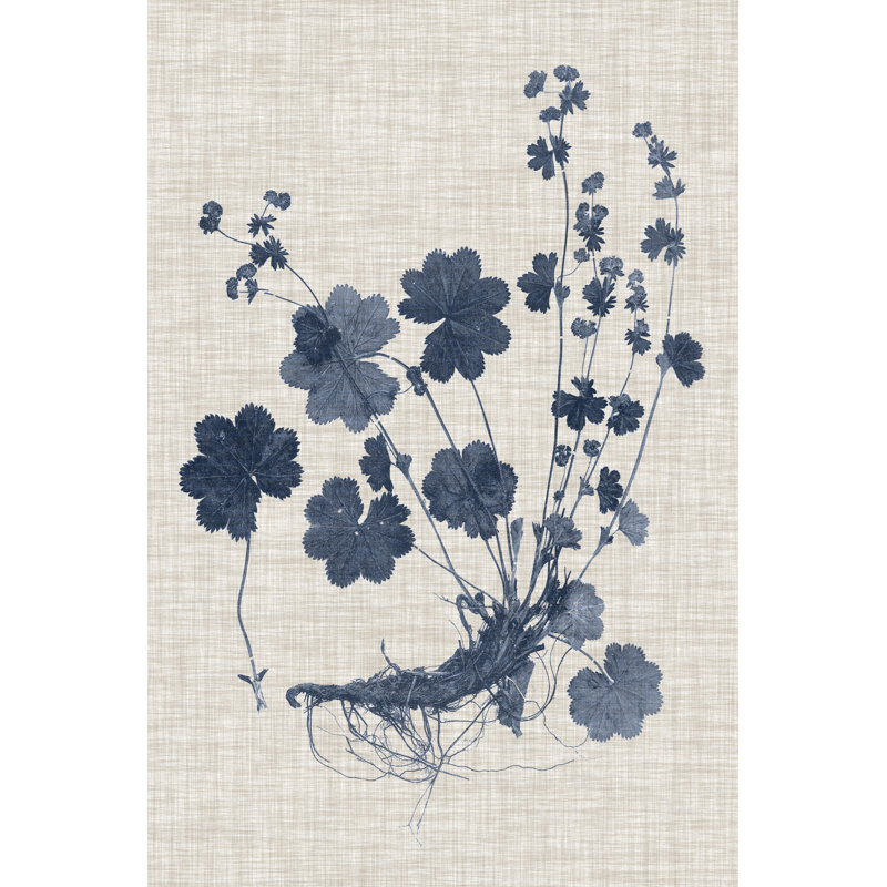 Navy And Linen Leaves I - Graphic Art, 76 cm H x 51 cm W, Wrapped Canvas