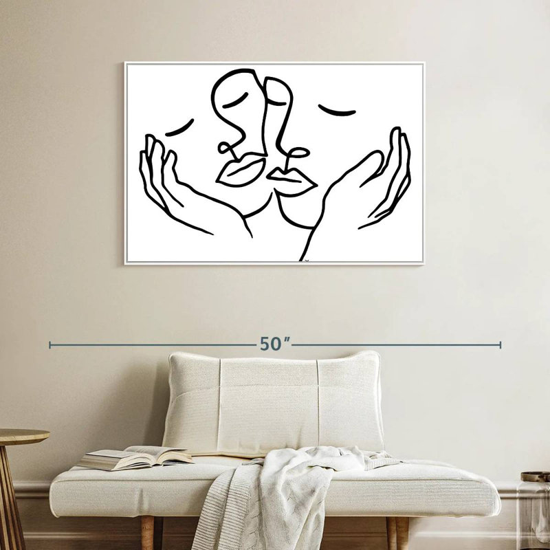Touching, 40" X 27", Floating Frame White