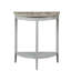 Console grise et chêne, avec rangement demi-lune en chêne naturel et style moderne et fonctionnel