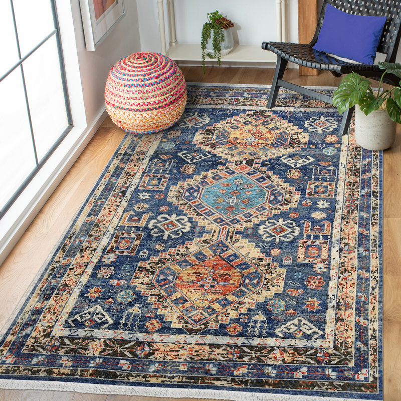 Willow Mohave Blue Hand-Knotted Wool Area Rug, Rectangle 8' x 10'