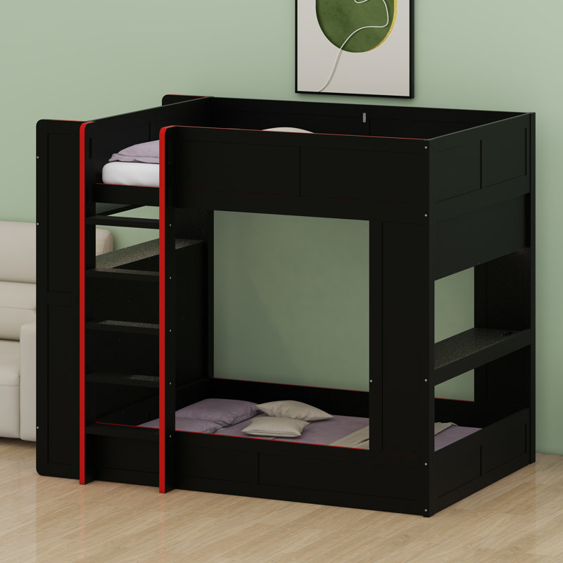 Gaming Bunk Bed with Integrated Study Desk, LED Lighting System, and Built-in Charging Station