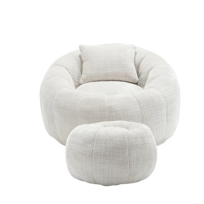 Modern Bean Bag Chair With Ottoman, Pillow