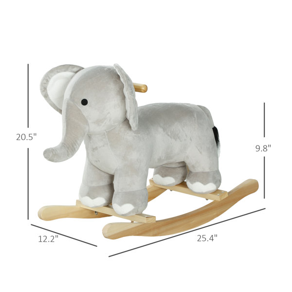 Qaba Rocking Horse Elephant Rocker with Realistic Sounds for Years 2-4 ...