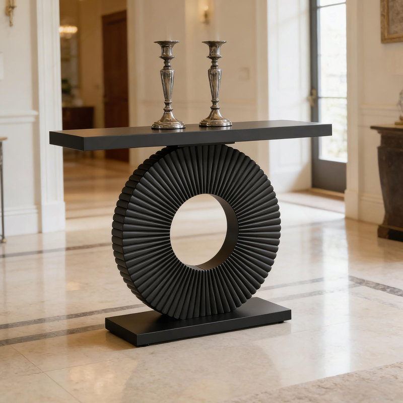 Élégante table de canapé avec cadre en forme de fleur et lignes courbes, parfaite pour la vie moderne et un décor élégant.