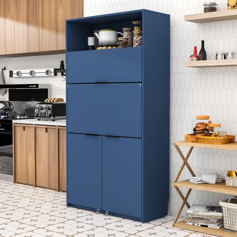 Buffet multifonctionnel avec garde-manger et rangement, Bleu très foncé