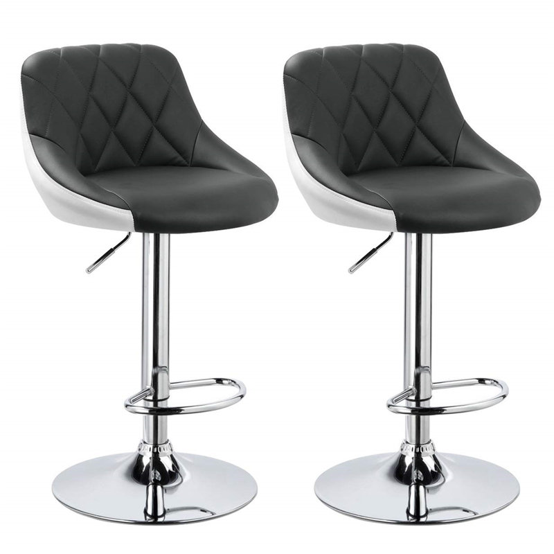 Dequay Swivel Bar Stool, Grey/White